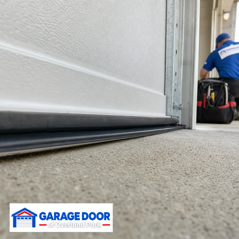 Garage door bottom seal contacting the concrete floor evenly across the width of the door